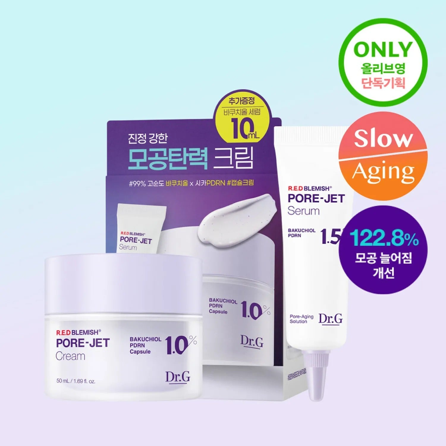 Dr.G Red Blemish Bakuchiol Pore Jet Cream 50mL Special Set (+Serum 10mL)