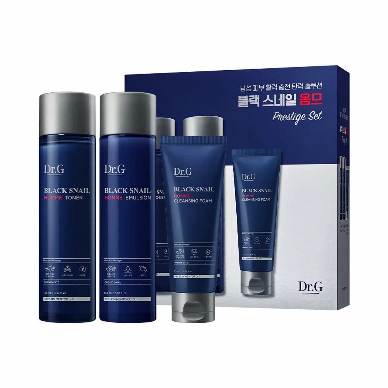 Dr.G Black Snail Homme Prestige 3PCS Set (Toner 150mL+Emulsion 150mL+Cleansing Foam 70mL)